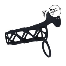 Funda vibradora tipo jaula de silicona con cockring