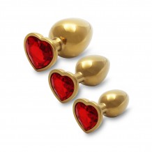Plug Joya Metálico Corazón Gold - Rubí