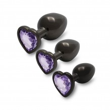 Plug Joya Metálico Corazón Gunmetal - Amatista