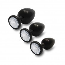Plug Joya Metálico Redondo Gunmetal - Diamante