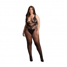 Catsuit de Rejilla con Motivos Talla Grande